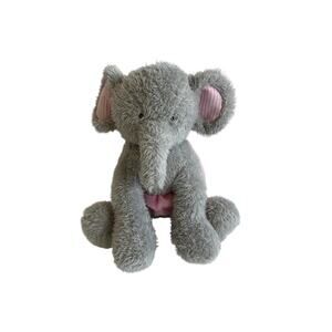 Mud Pie Gray Elephant Ballerina Tutu Striped Pink Plush Stuffed Animal Toy Baby